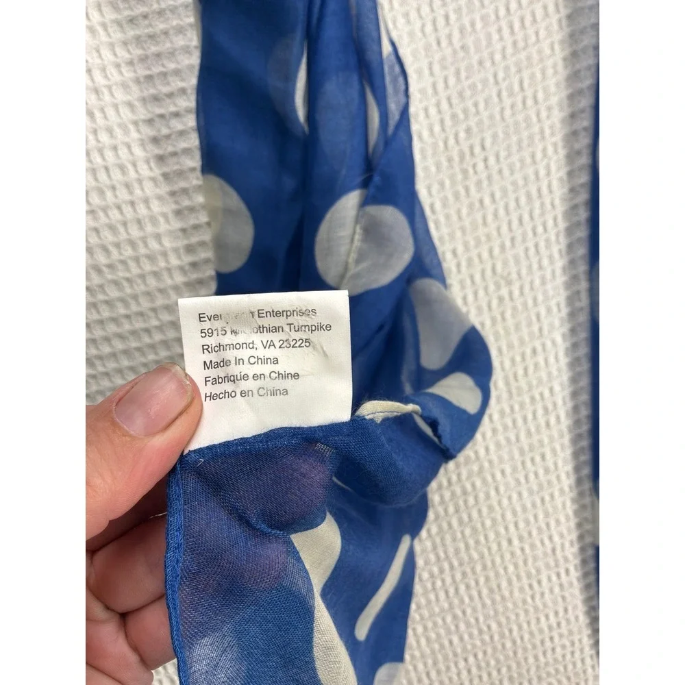 Retro Womens Evergreen Enterprises Polka Dot Scarf OS Blue White